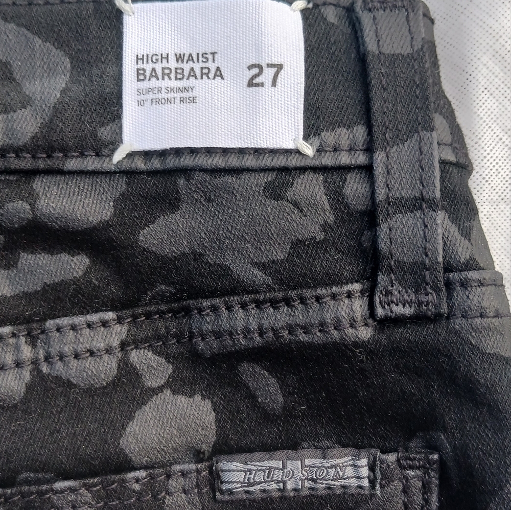 Hudson Barbara High Waist Super Skinny Jeans Sz 27 Black Print - Picture 8 of 14